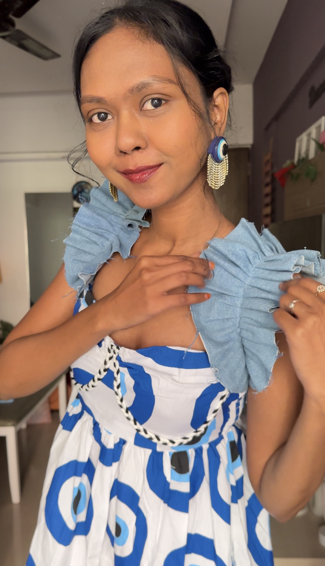 Light Blue Denim Ruffle Sleeves