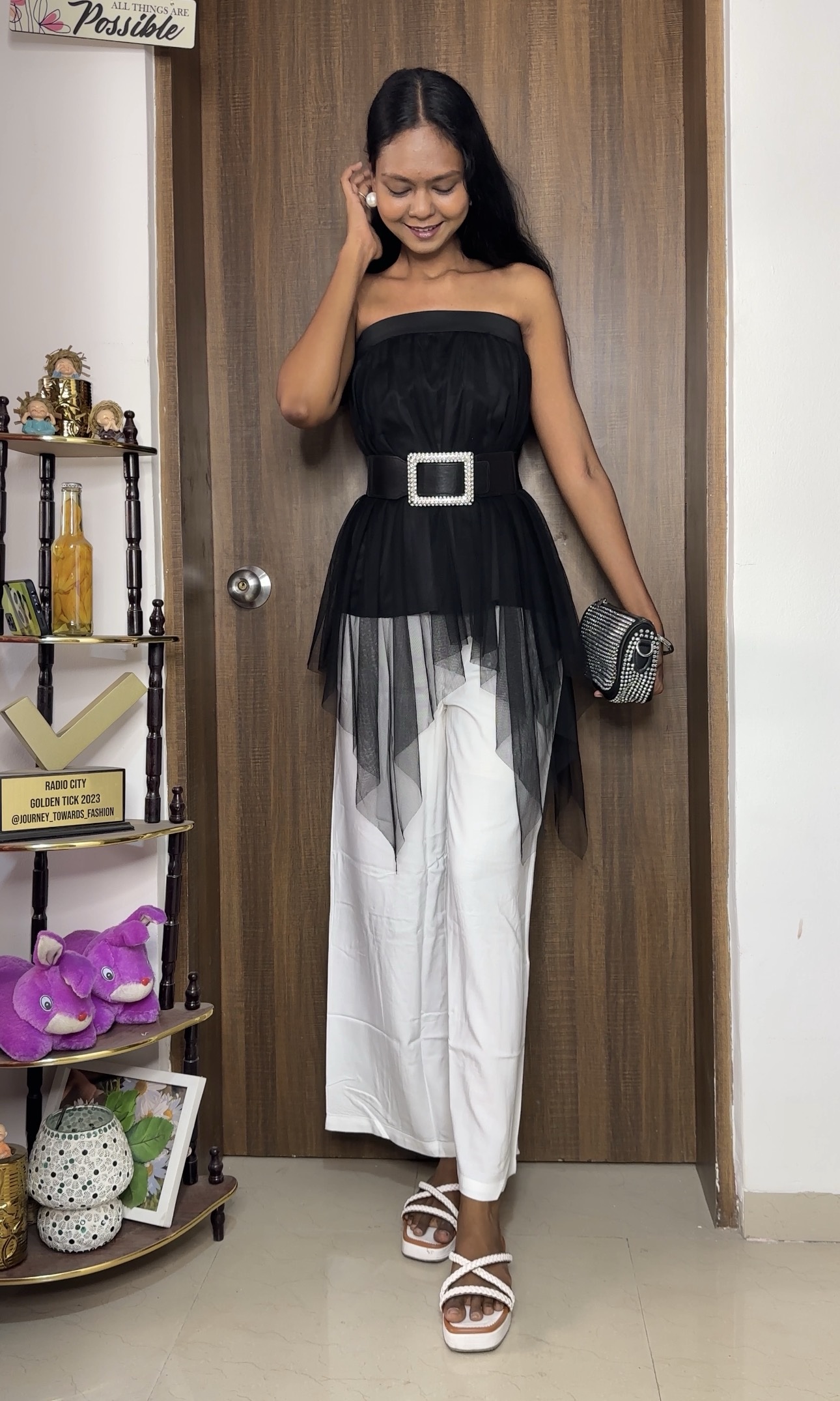Black Net Asymmetrical Skirt