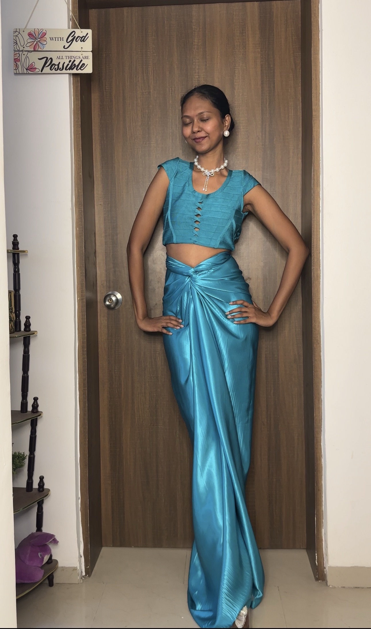 Light Teal Long Satin Multiway Skirt