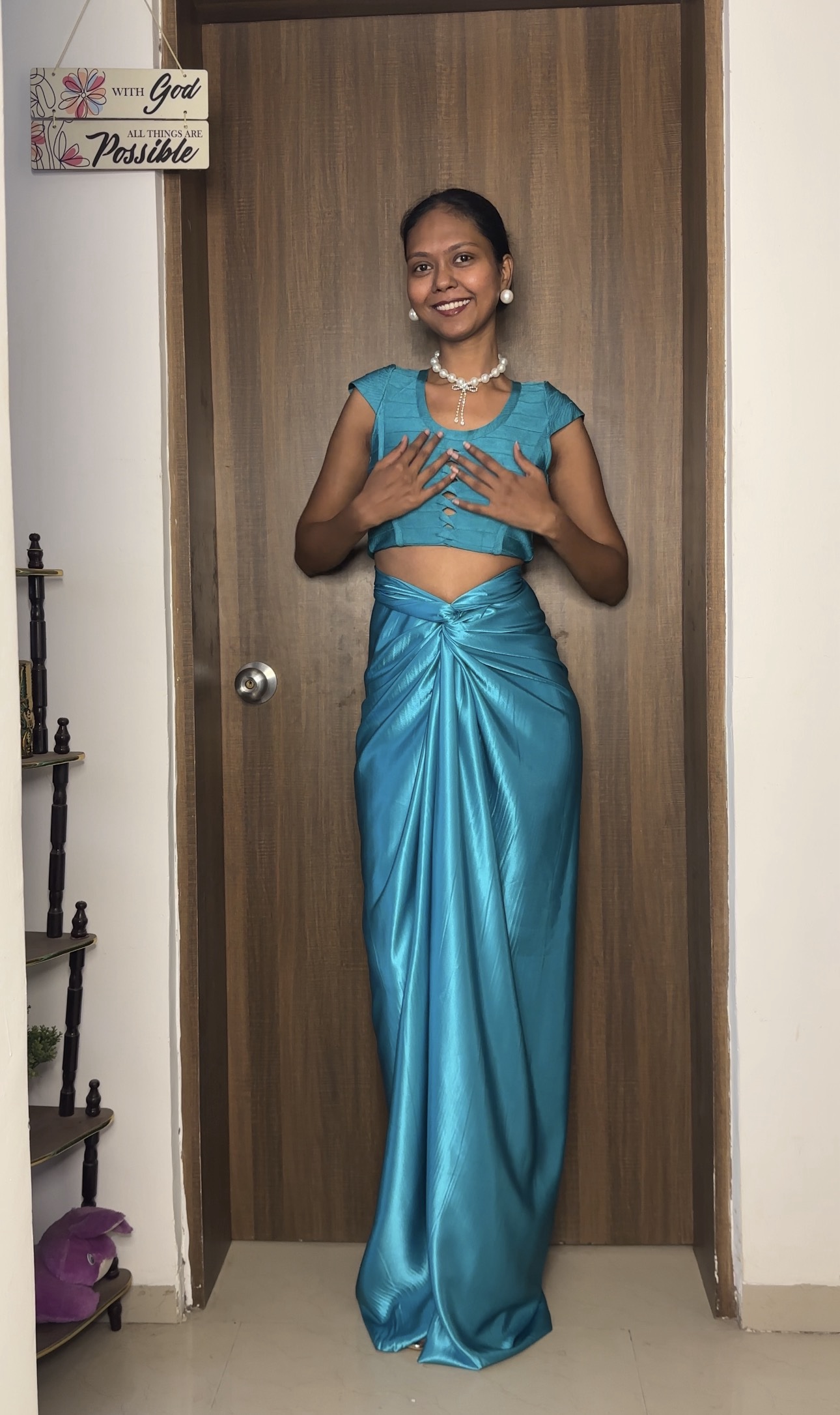 Light Teal Long Satin Multiway Skirt