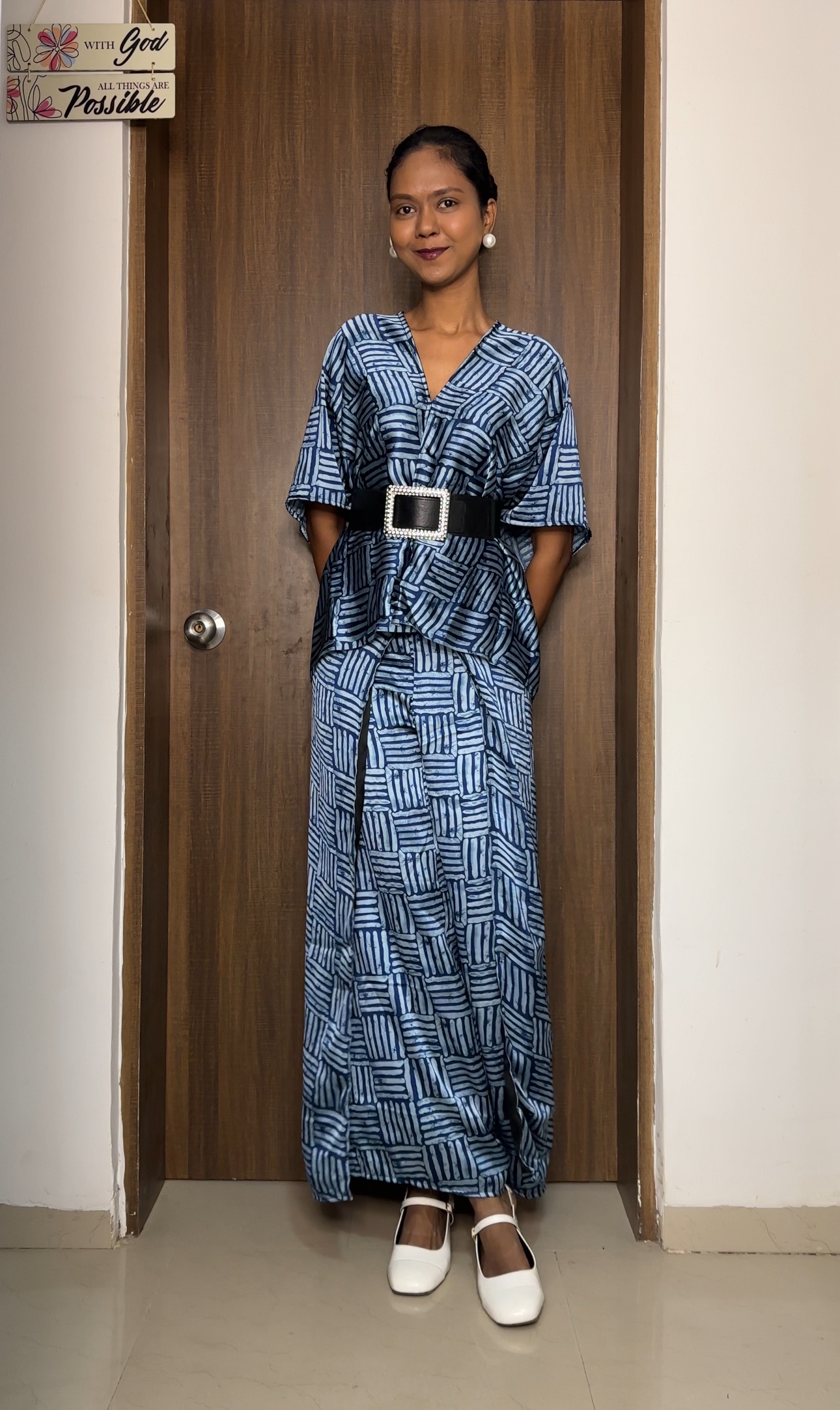 Navy Blue Satin Multiway Top