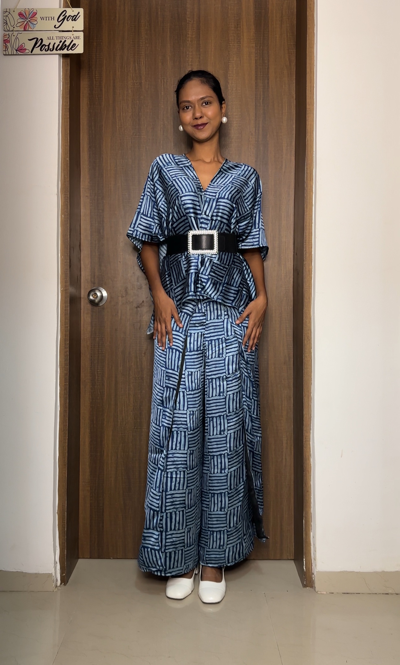 Navy Blue Satin Multiway Top