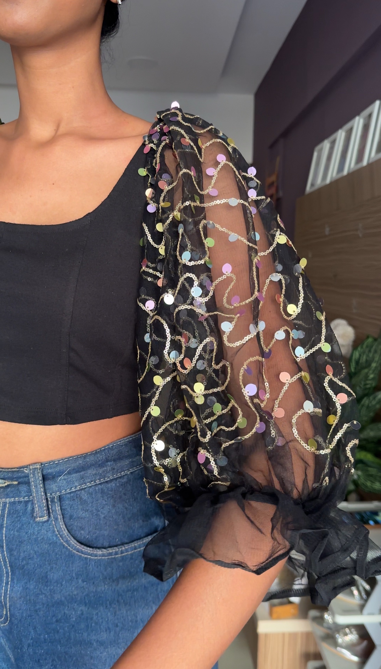 Sparkle Black Net Sleeves