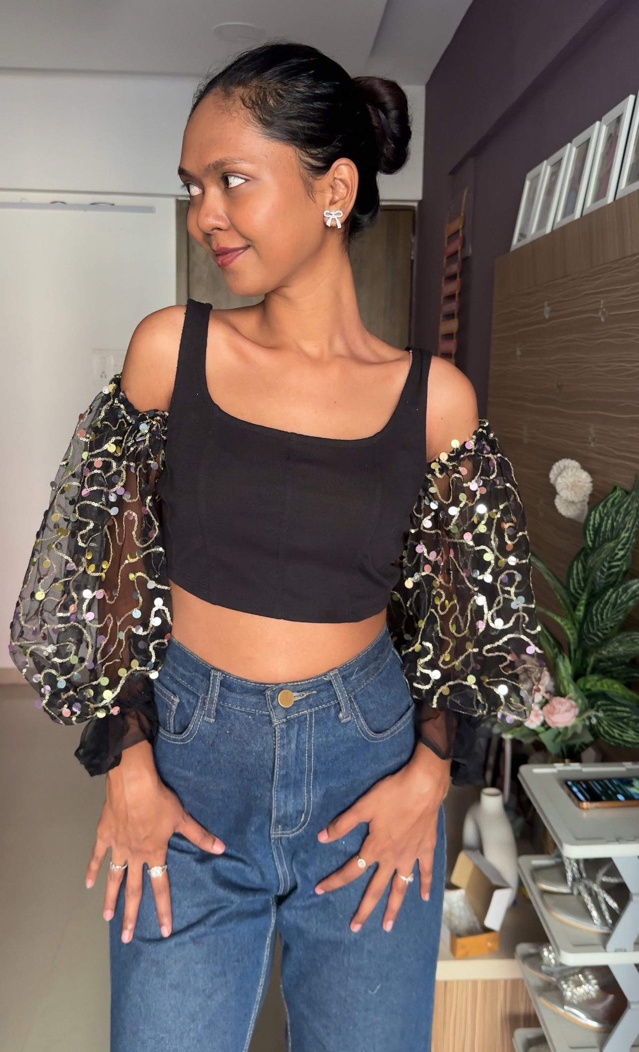 Sparkle Black Net Sleeves