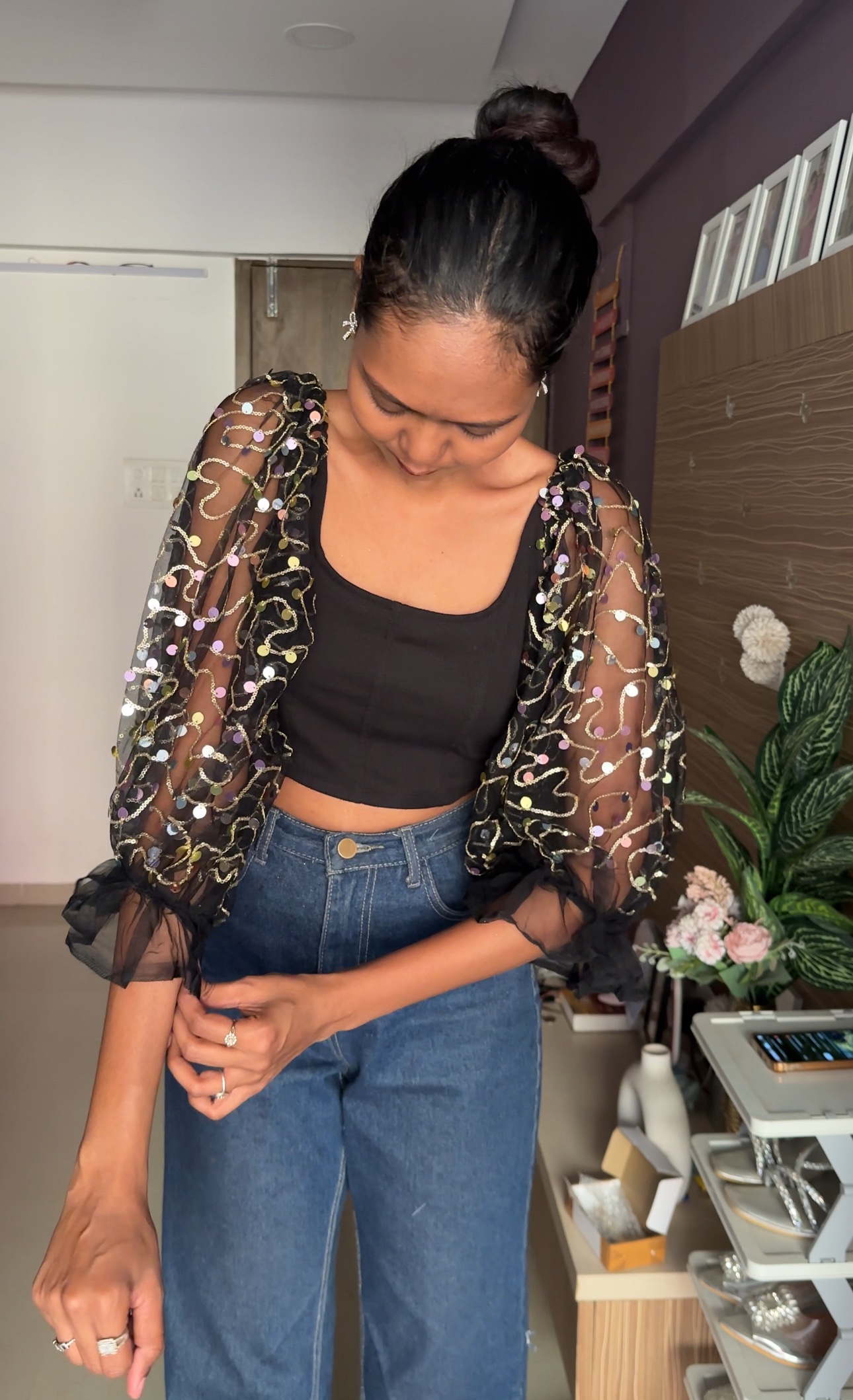 Sparkle Black Net Sleeves