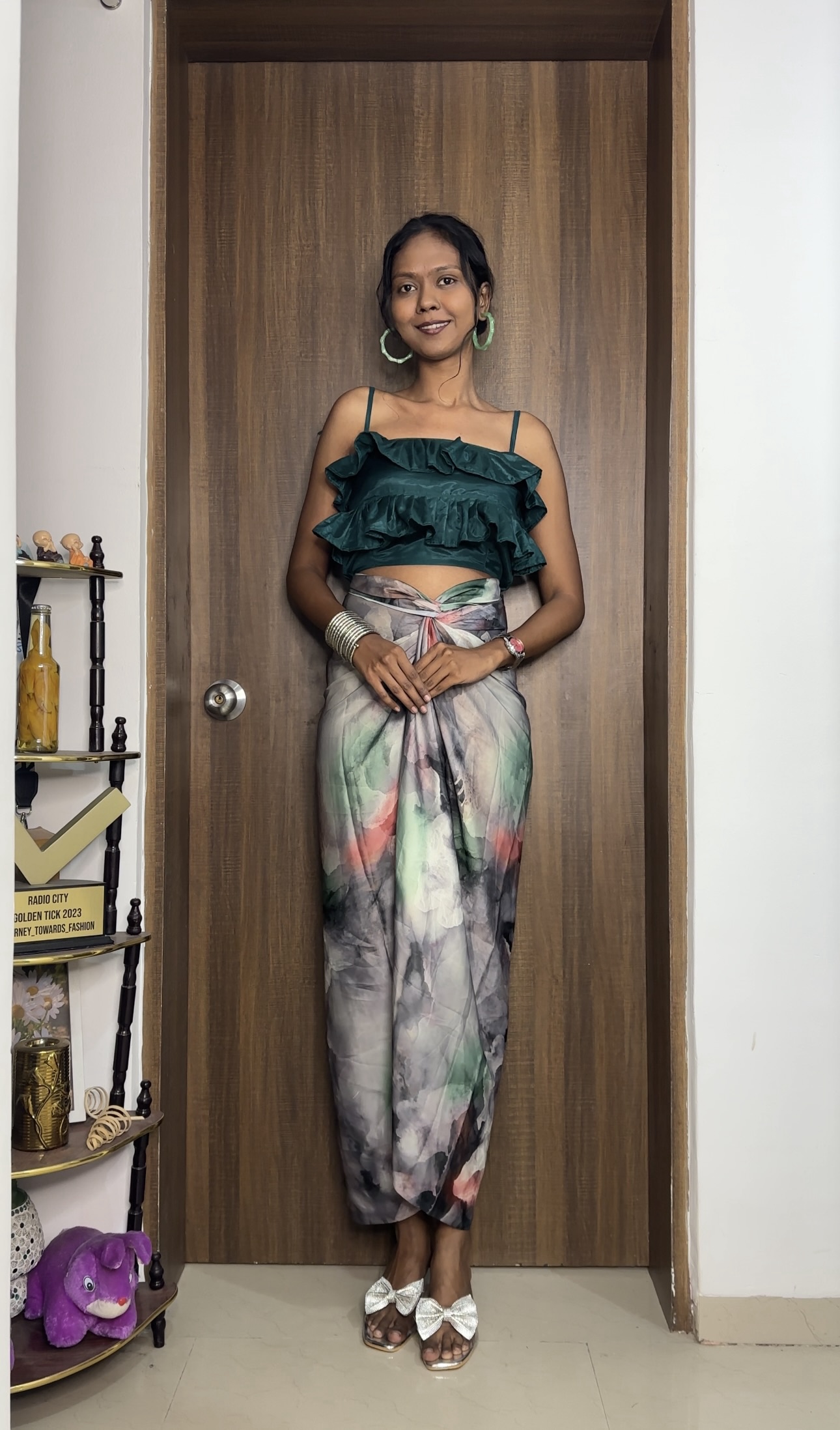 Abstract print satin multiway skirt