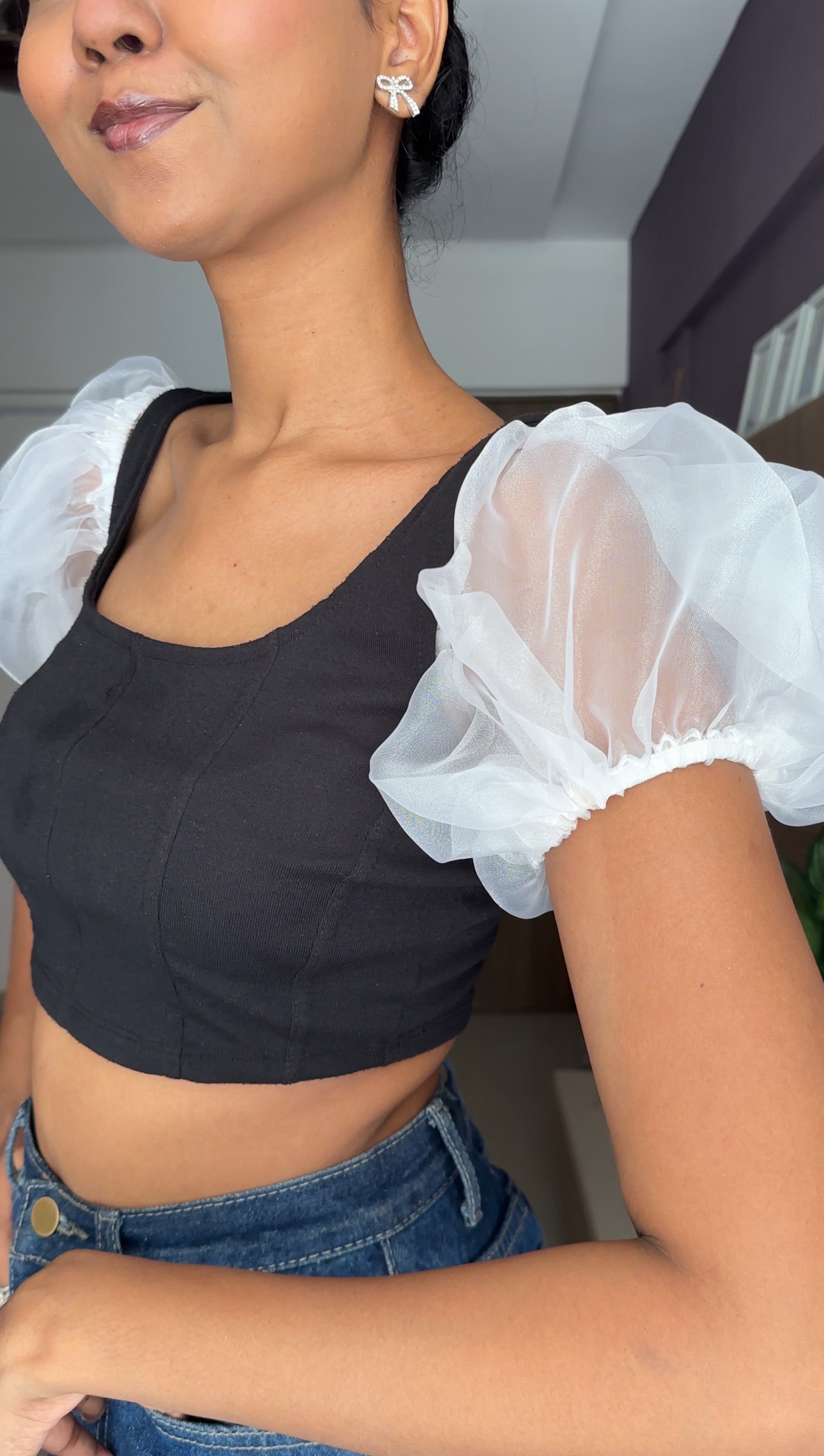 White Short Organza Sleeves