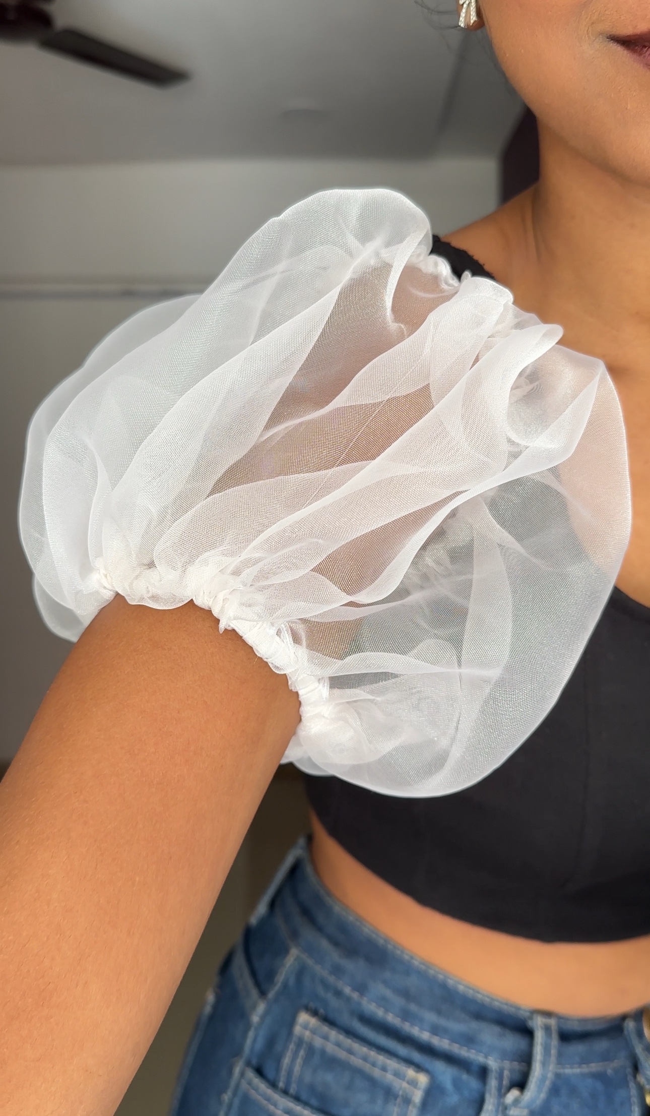 White Short Organza Sleeves