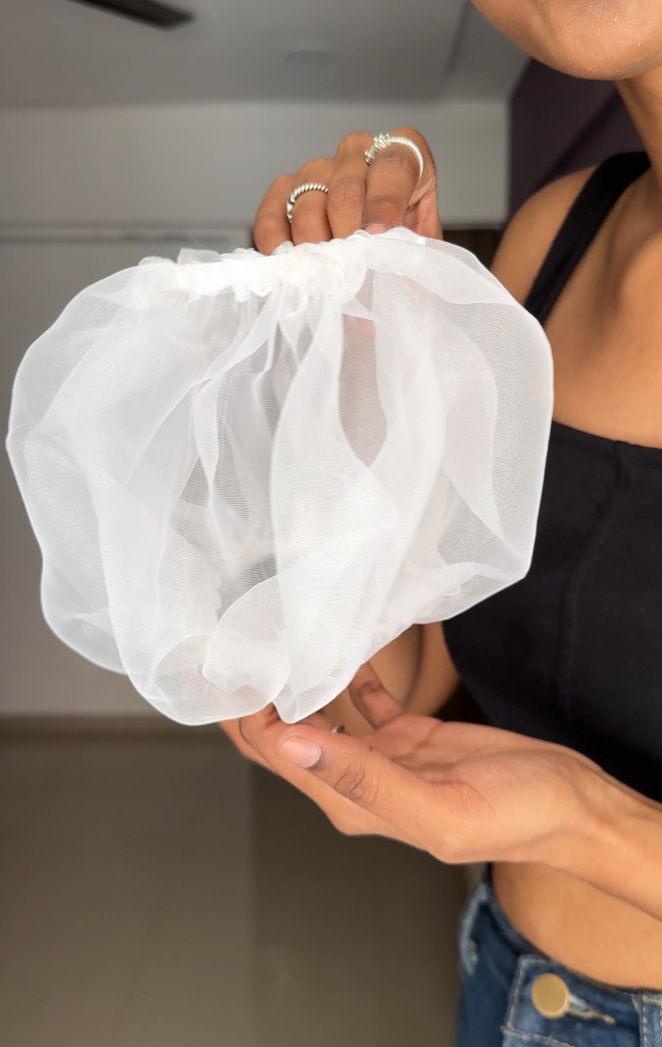 White Short Organza Sleeves