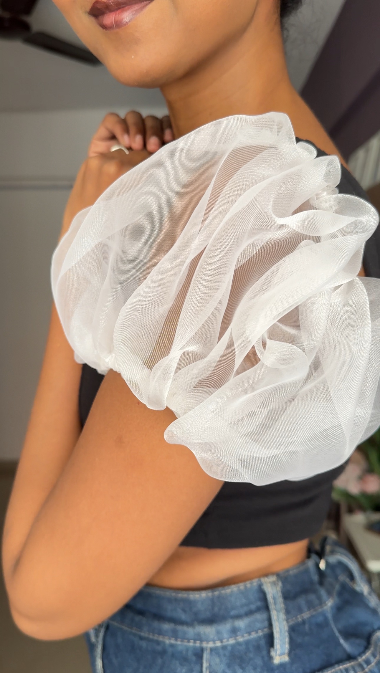 White Short Organza Sleeves