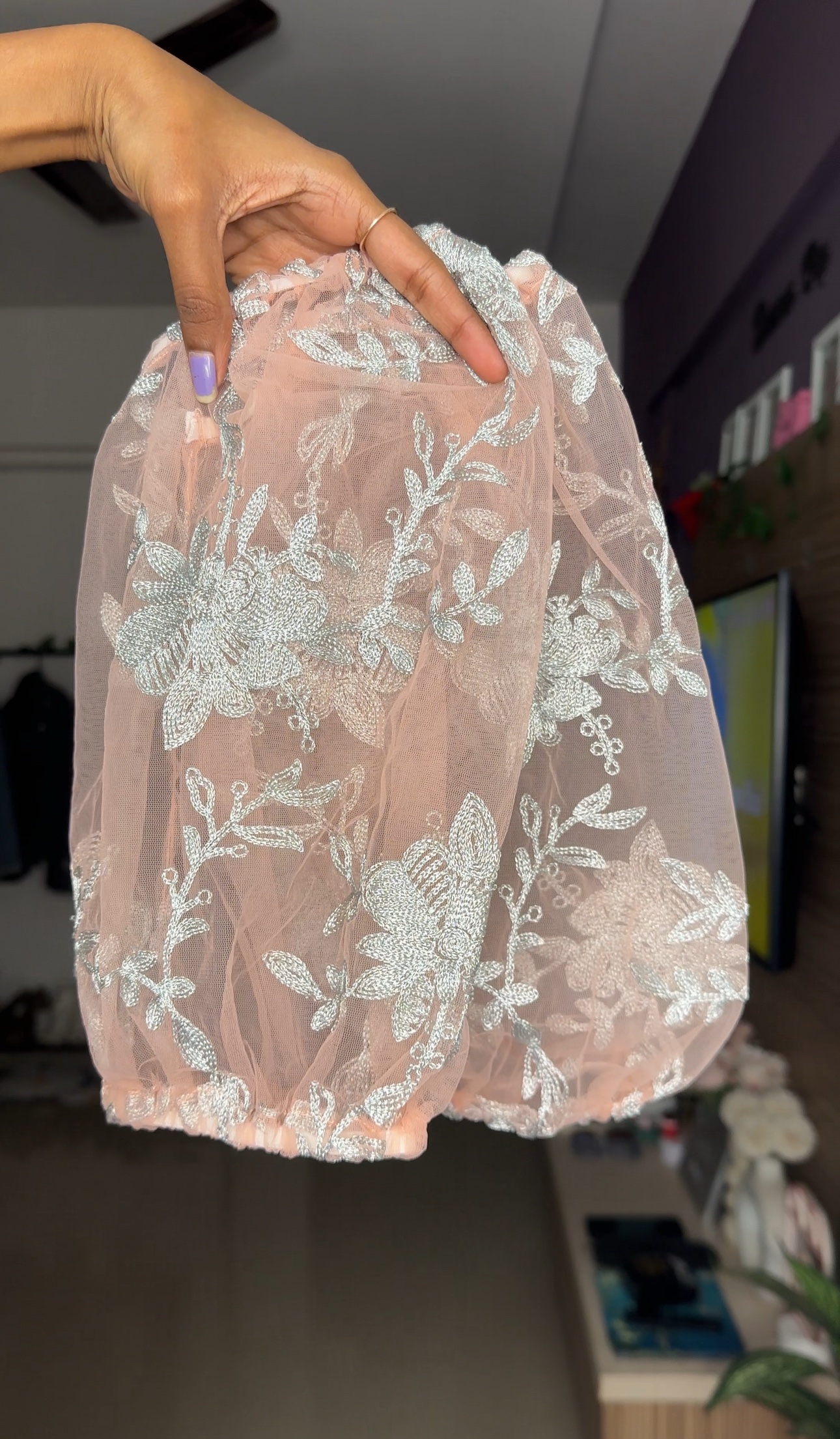 Embroided Short Puff Detachable Sleeves