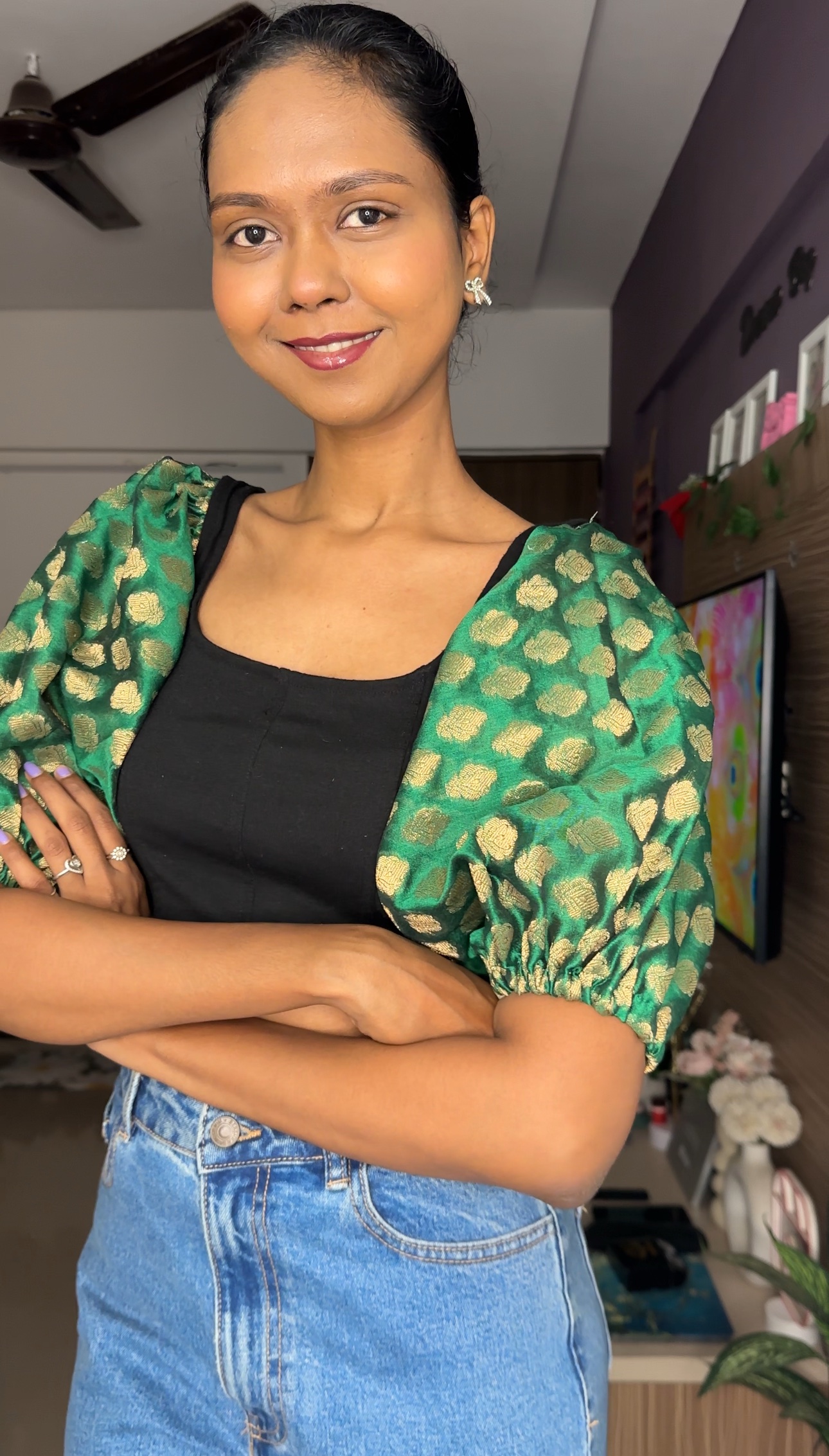 Green Brocade Detachable Sleeves