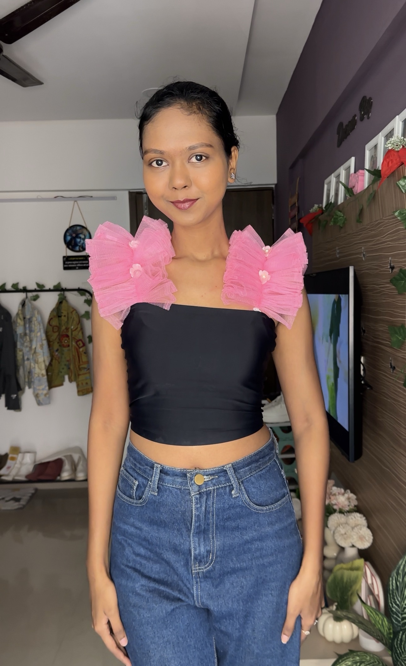 Pink Floral Detachable Bra Straps Sleeves