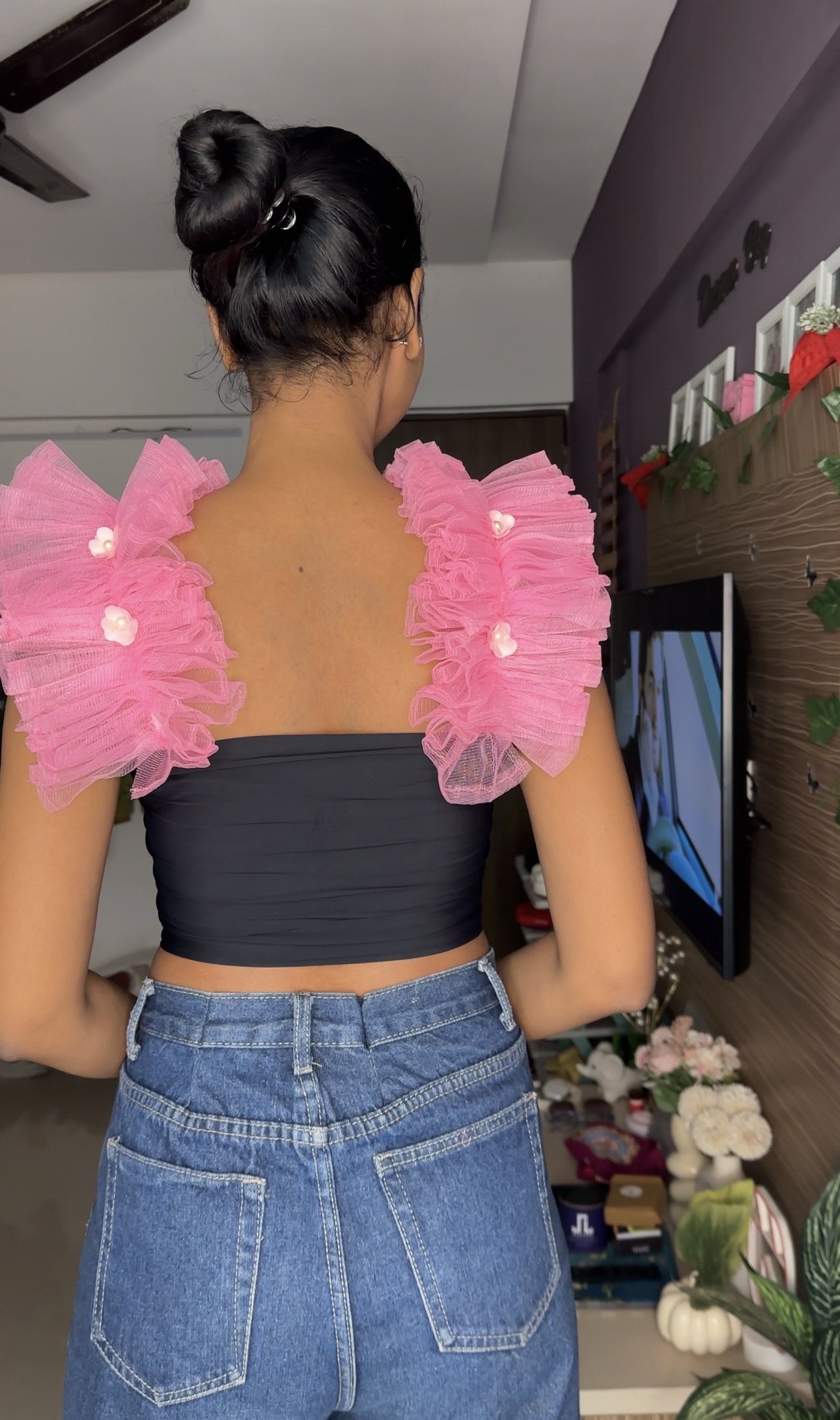 Pink Floral Detachable Bra Straps Sleeves