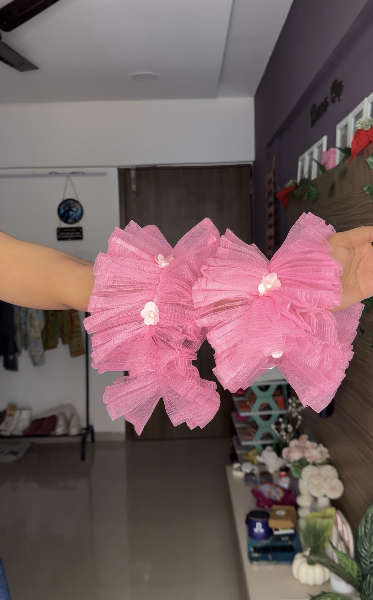 Pink Floral Detachable Bra Straps Sleeves