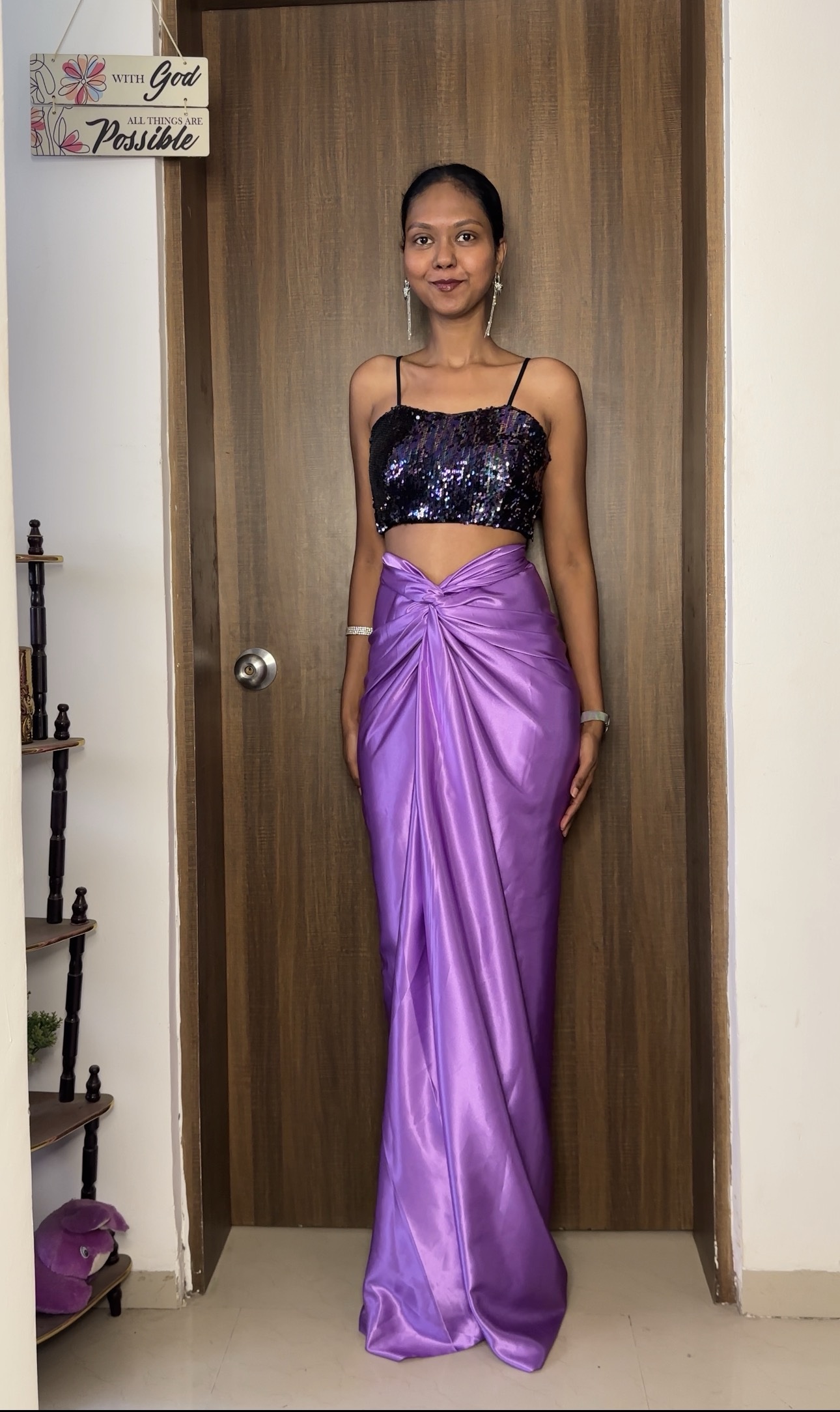 Lavender Satin Multiway Long Skirt