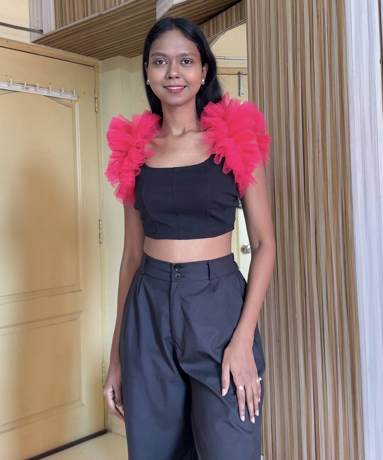 Pink Net Ruffle Sleeves