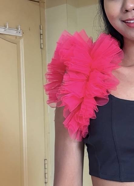 Pink Net Ruffle Sleeves