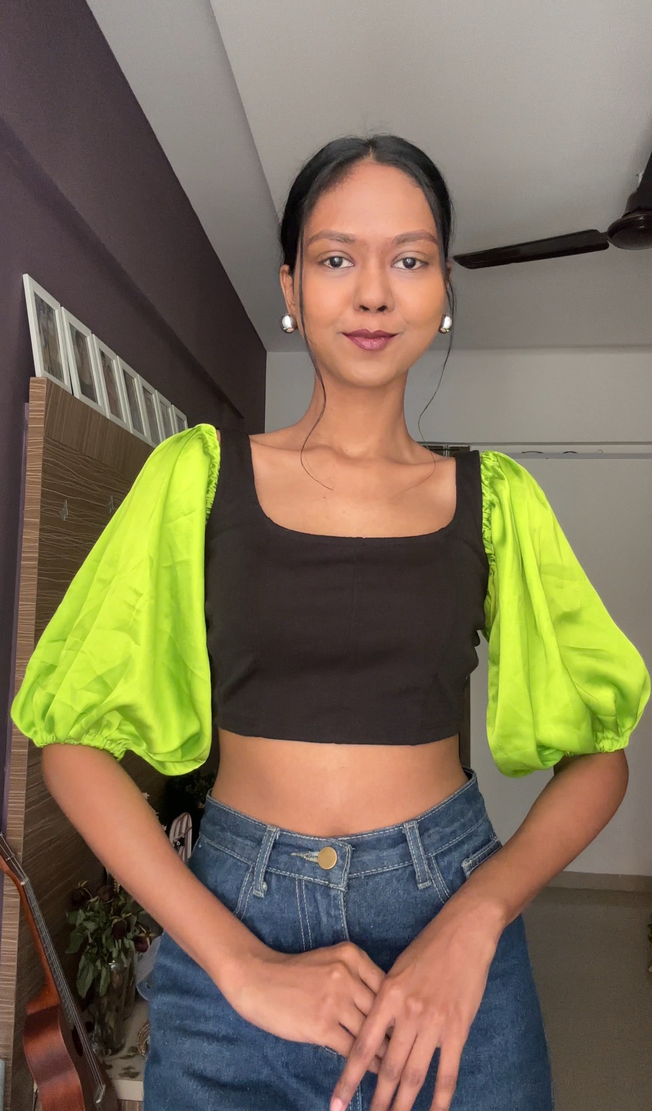 Neon Green Satin Detachable Sleeves