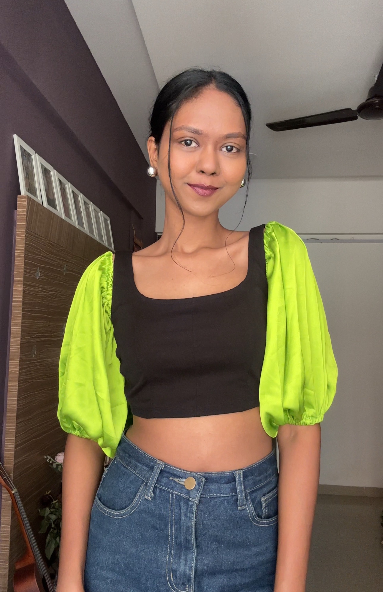 Neon Green Satin Detachable Sleeves