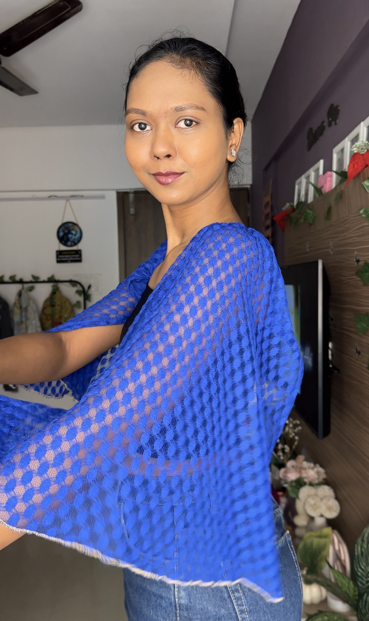 Blue Kimono Detachable Bra Straps Sleeves
