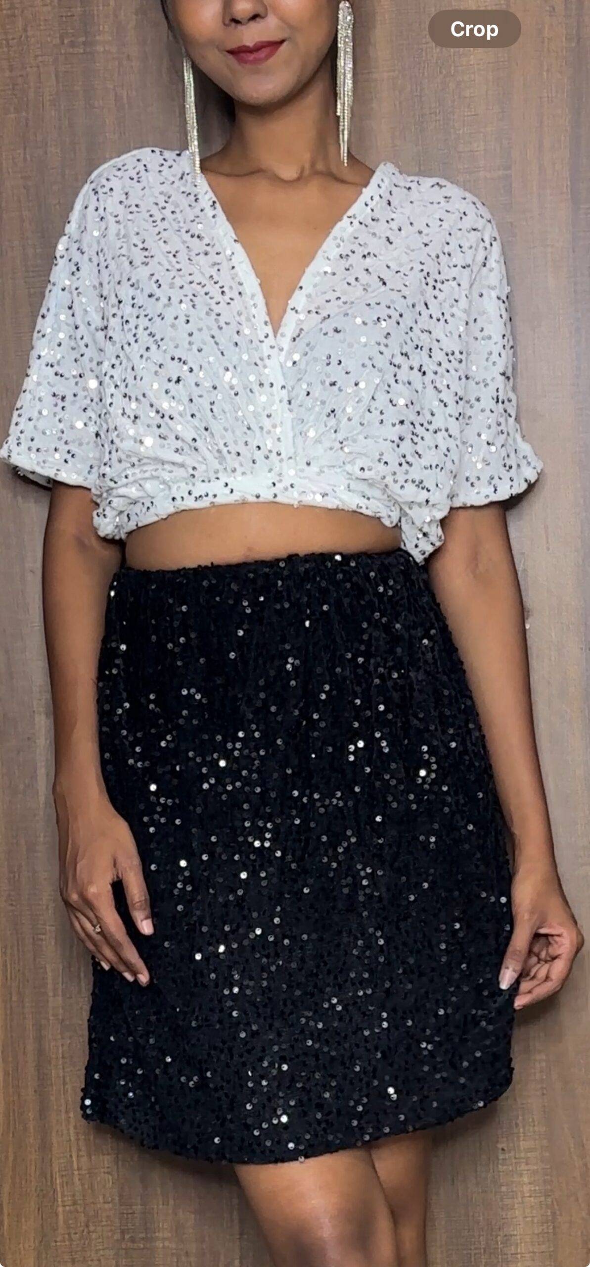 White Sequin Detachable Top