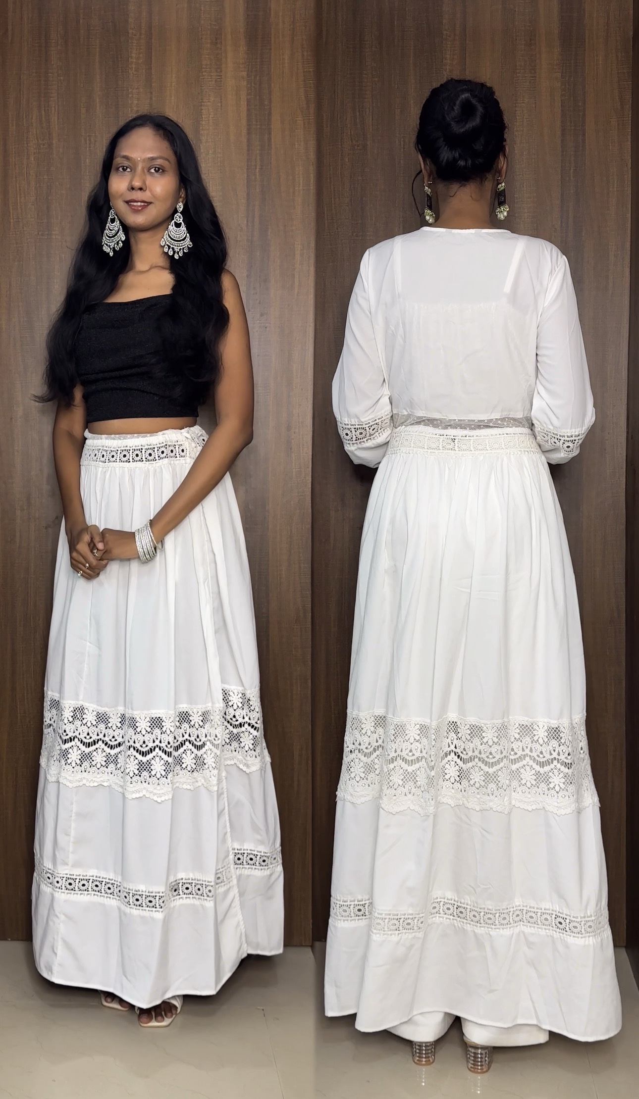 White Multipurpose Long Shrug / kurti / skirt