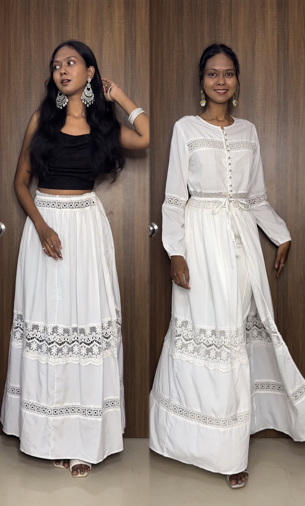 White Multipurpose Long Shrug / kurti / skirt