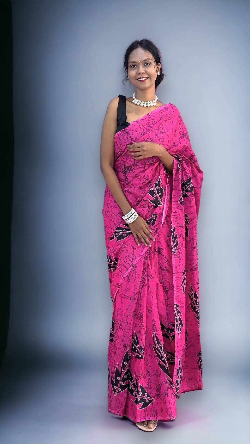 Pink Cotton Ready to Wear Saree