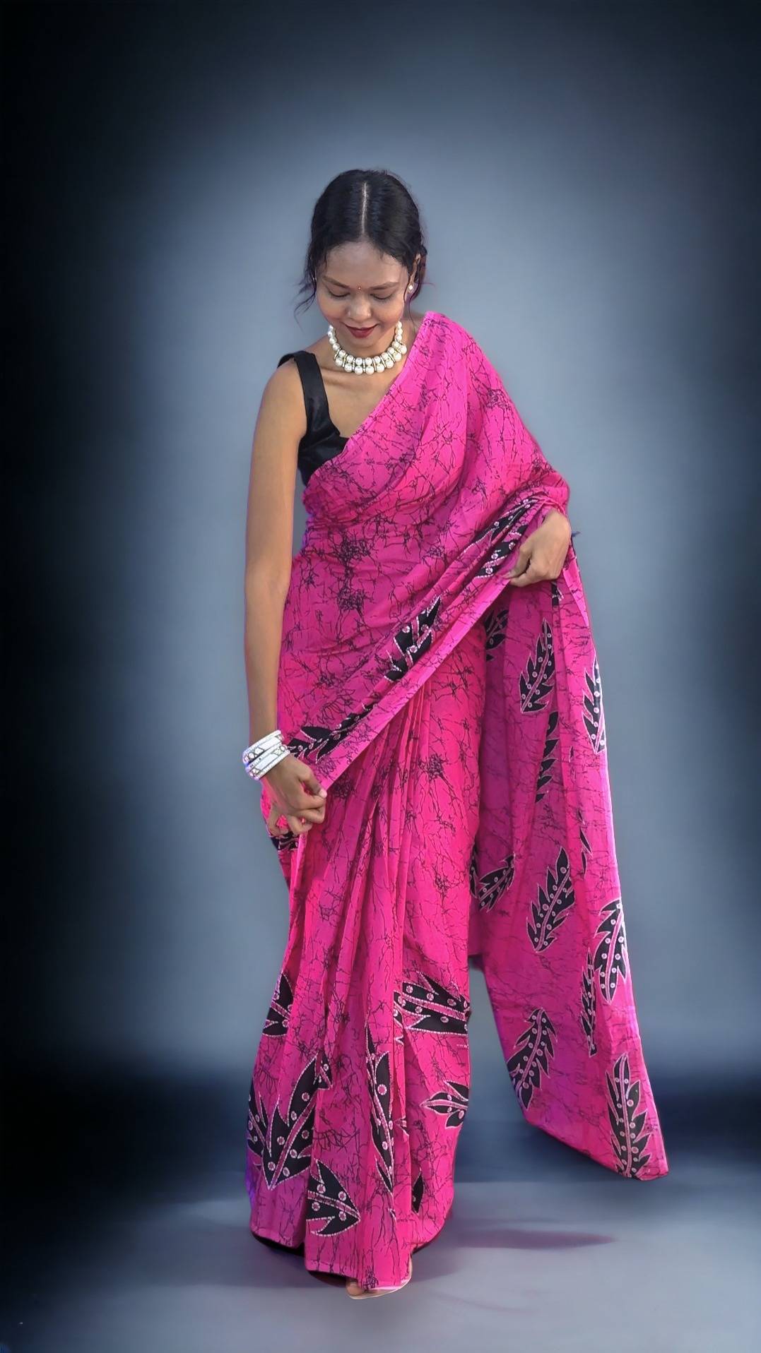 Pink Cotton Ready to Wear Saree