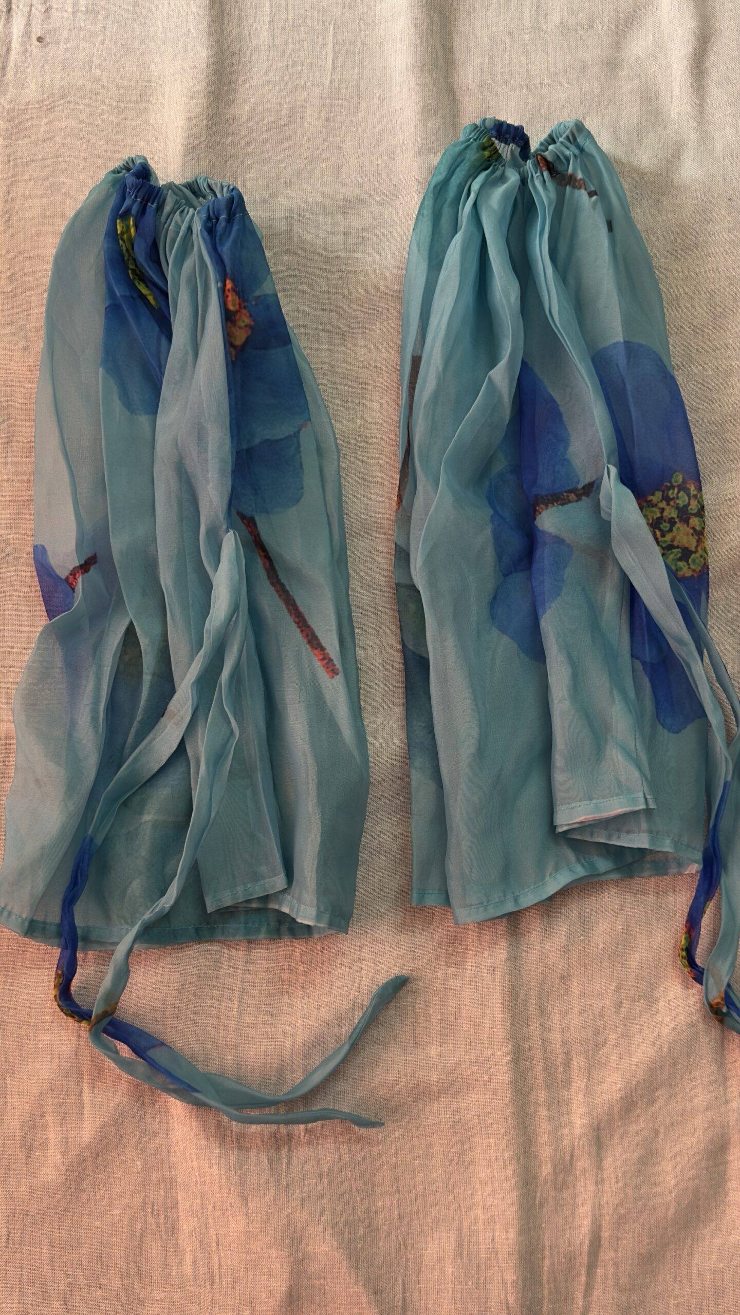 Blue Floral Organza Sleeves