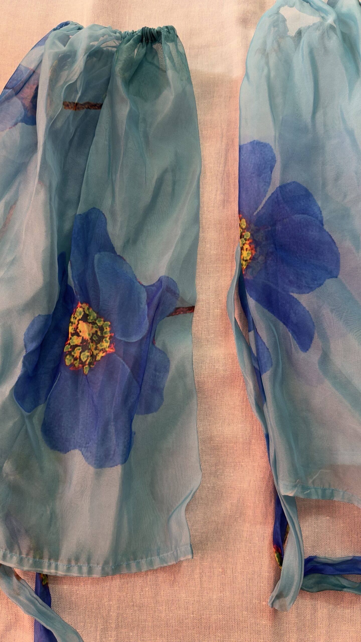 Blue Floral Organza Sleeves