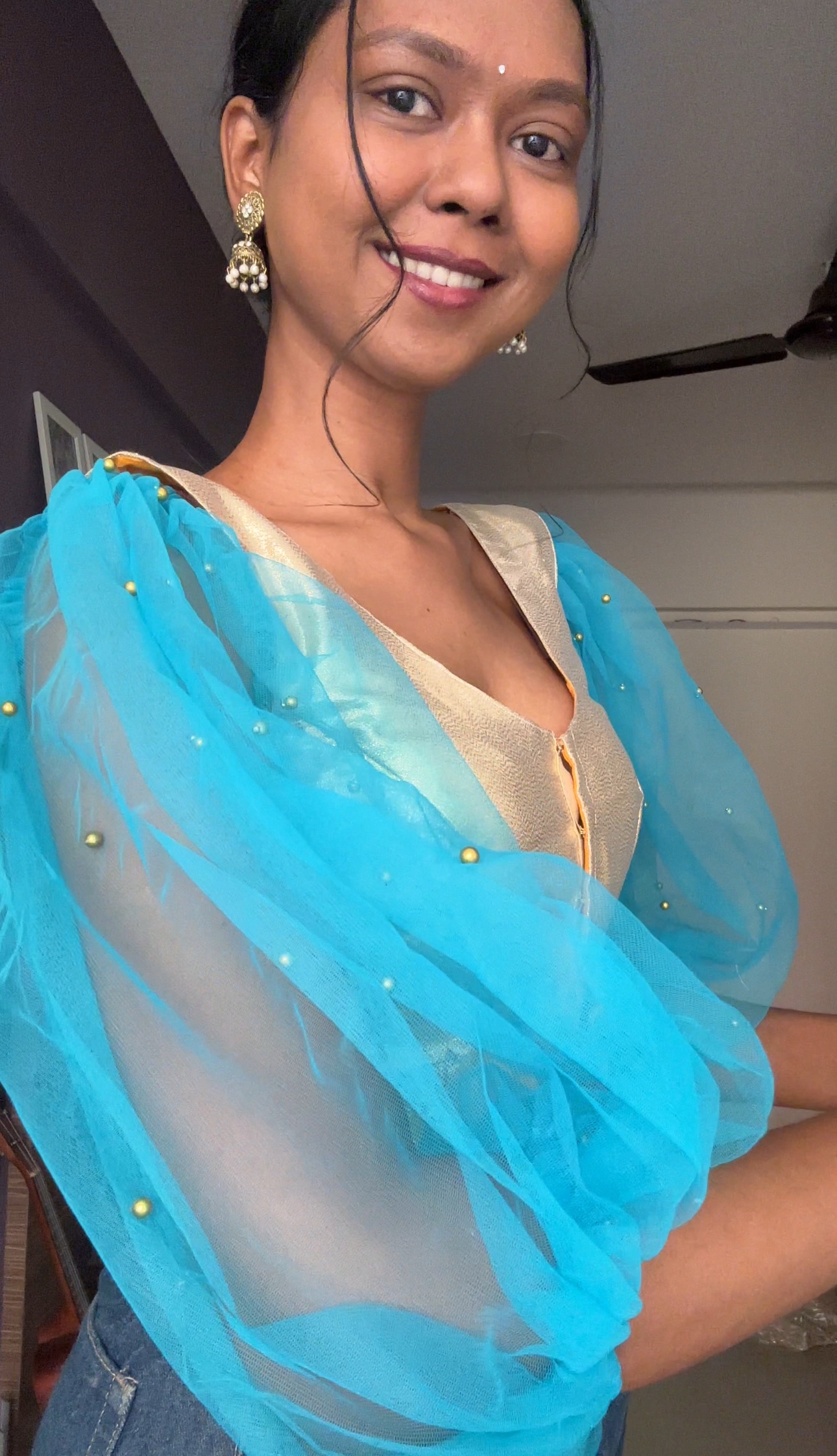 Sky Blue Detachable Net Sleeves