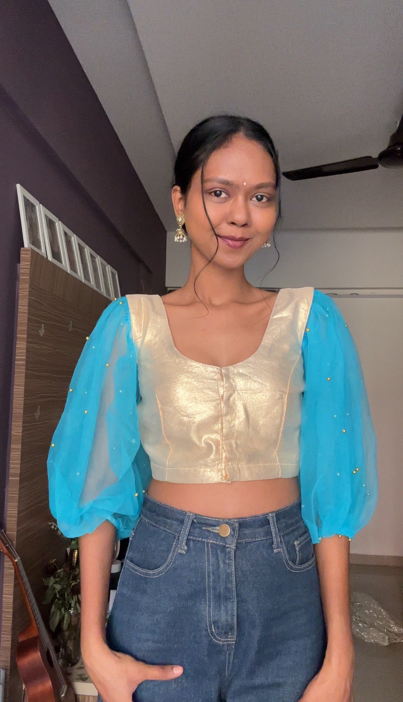 Sky Blue Detachable Net Sleeves