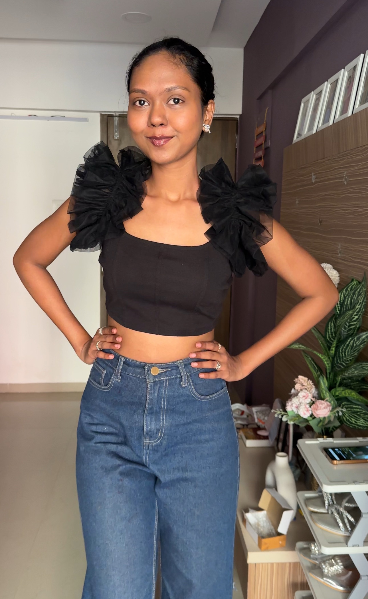 Super Soft Black Net Ruffle Sleeves
