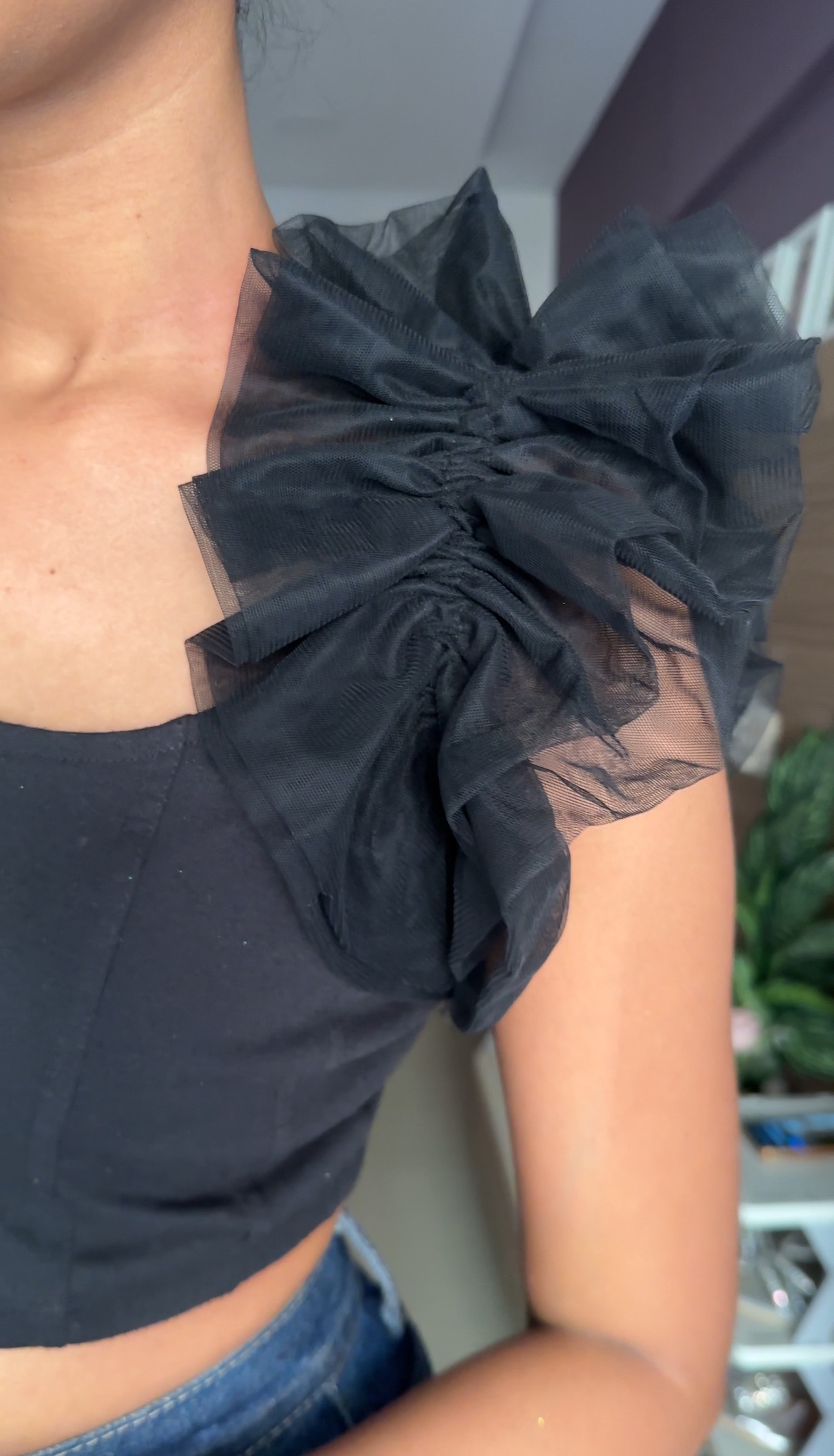 Super Soft Black Net Ruffle Sleeves