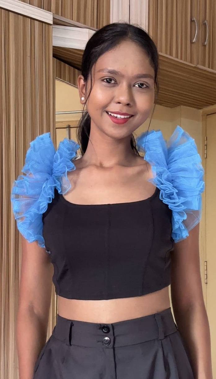 Light Blue Net Ruffle Sleeves