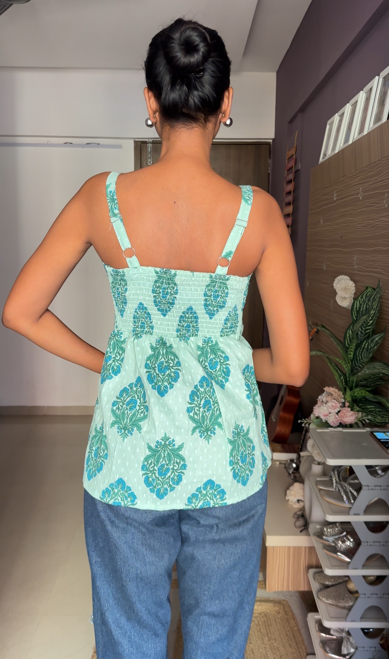 Baby Teal Cotton Short Kurti