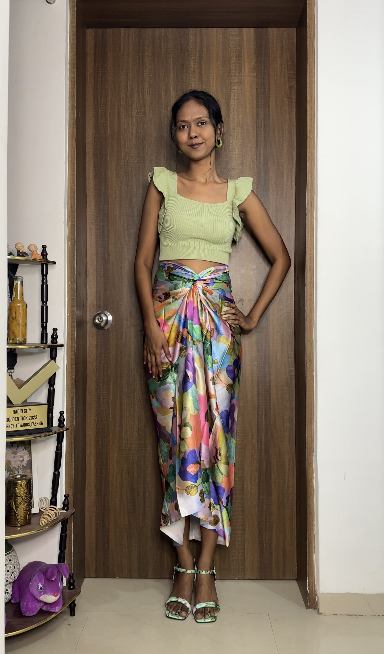 Flower Painting print satin multiway skirt