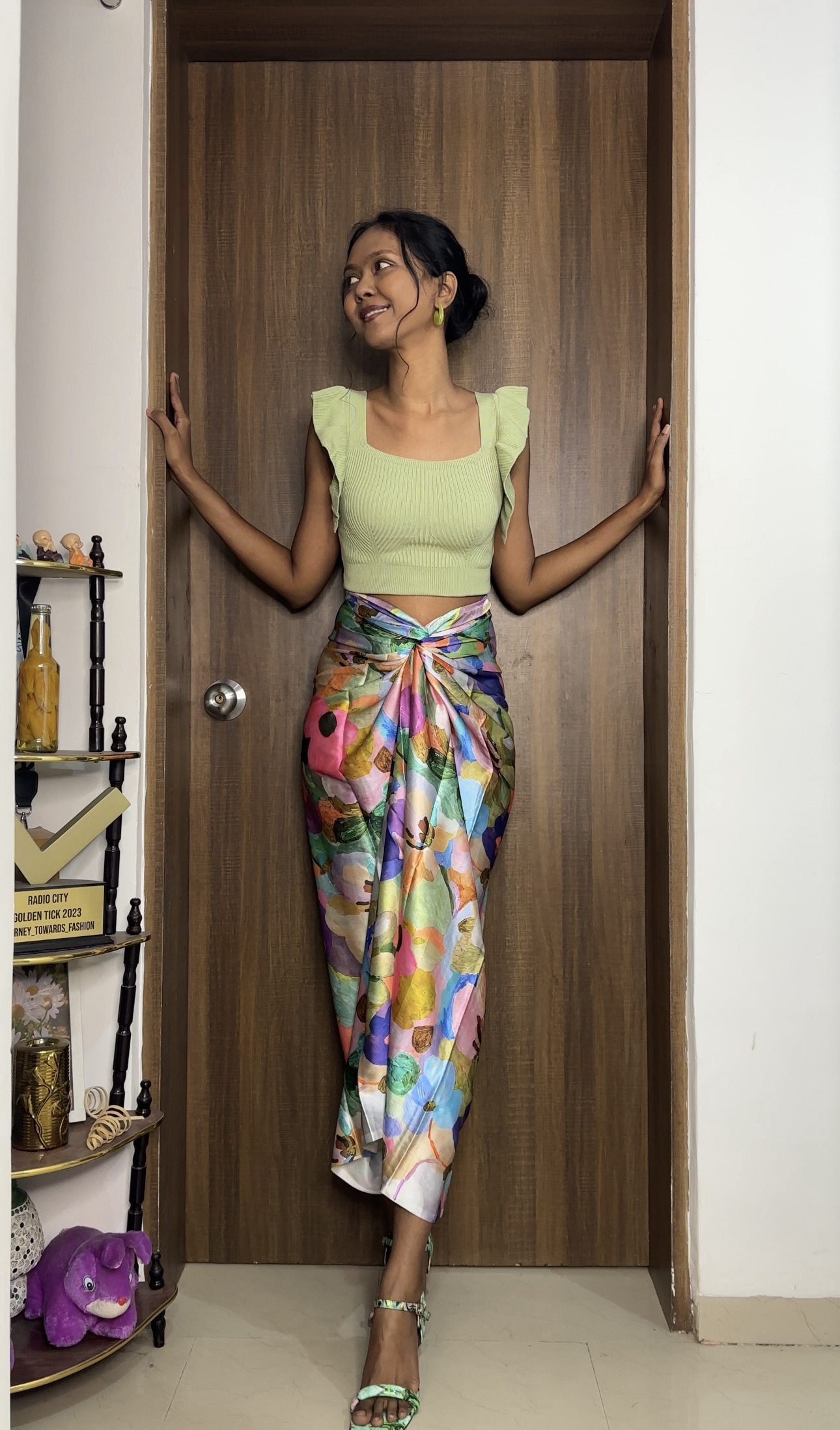 Flower Painting print satin multiway skirt