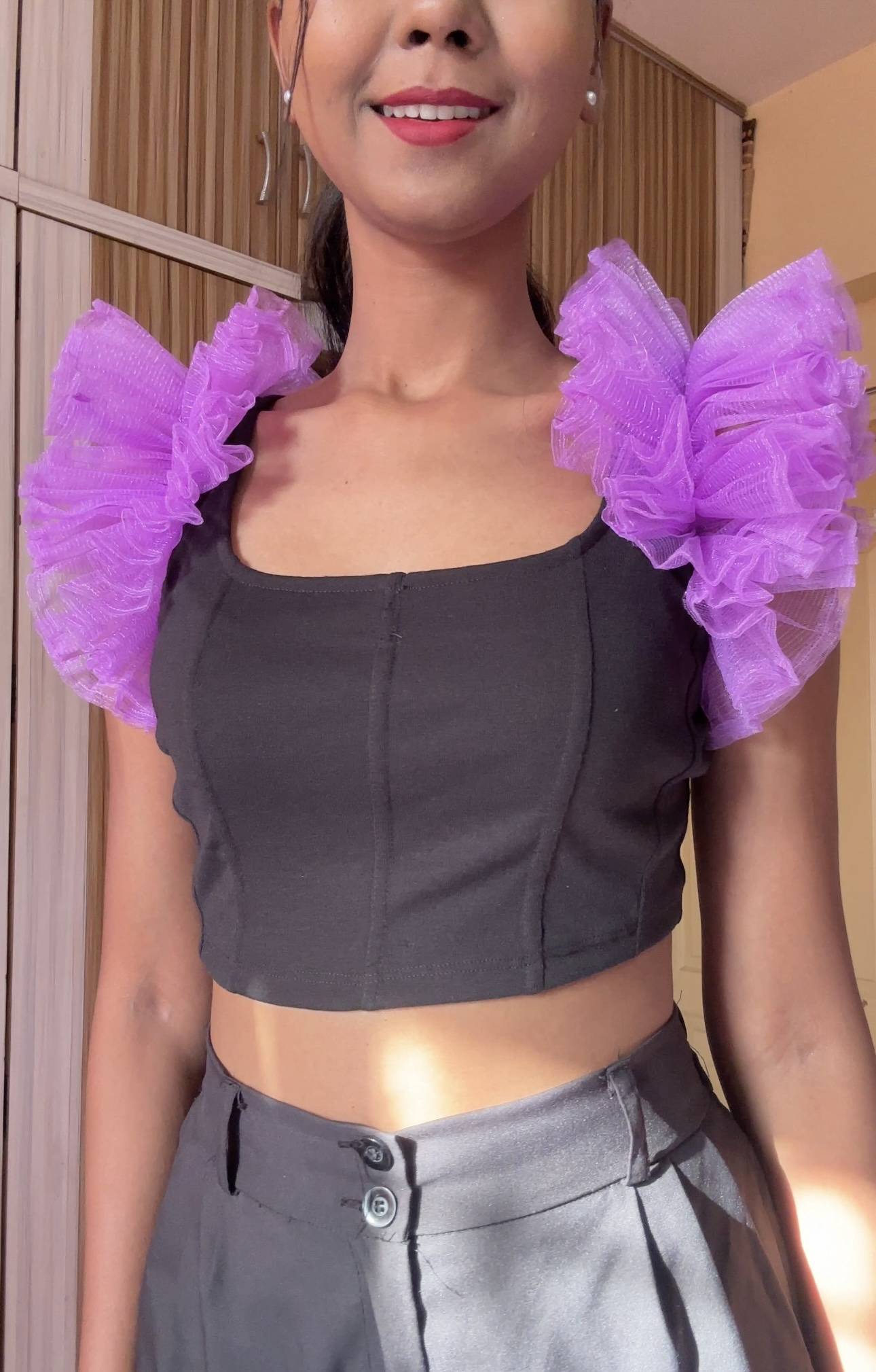 Lavender Net Ruffle Sleeves