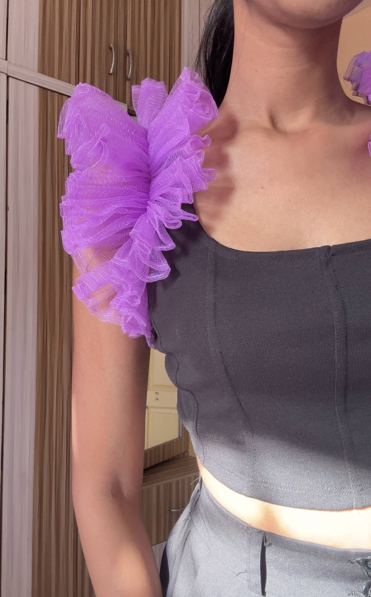 Lavender Net Ruffle Sleeves
