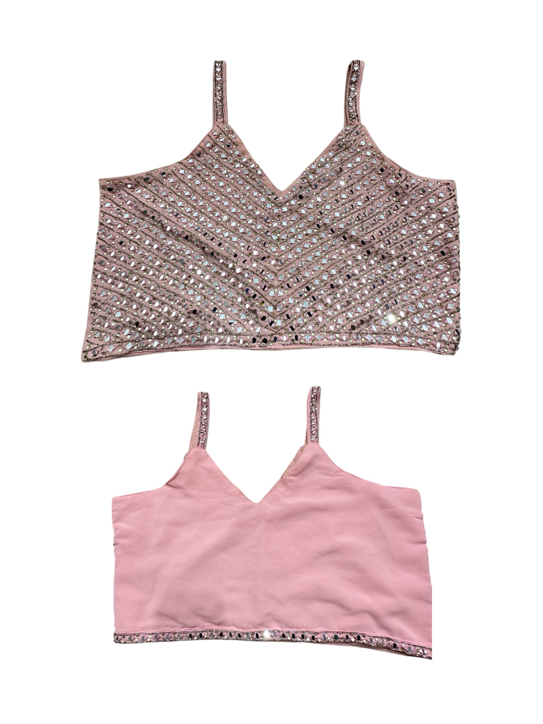 Baby Pink Fully Stitched Lehenga Set