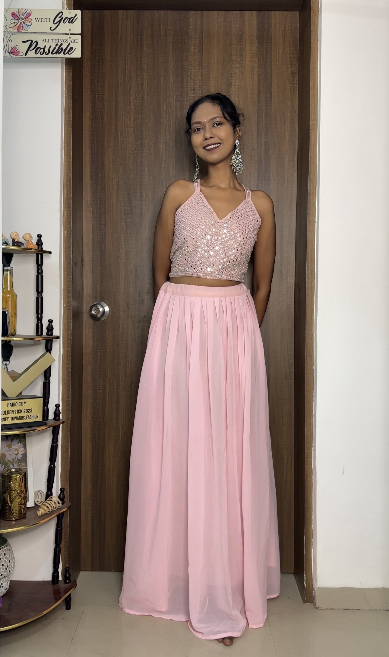 Baby Pink Fully Stitched Lehenga Set