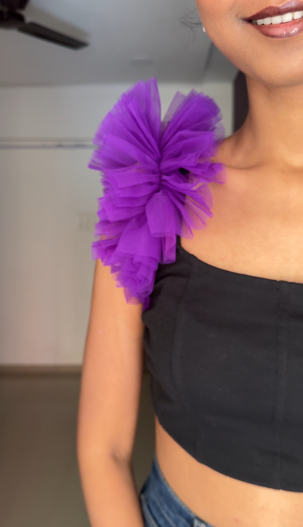 Voilet Net Ruffle Sleeves