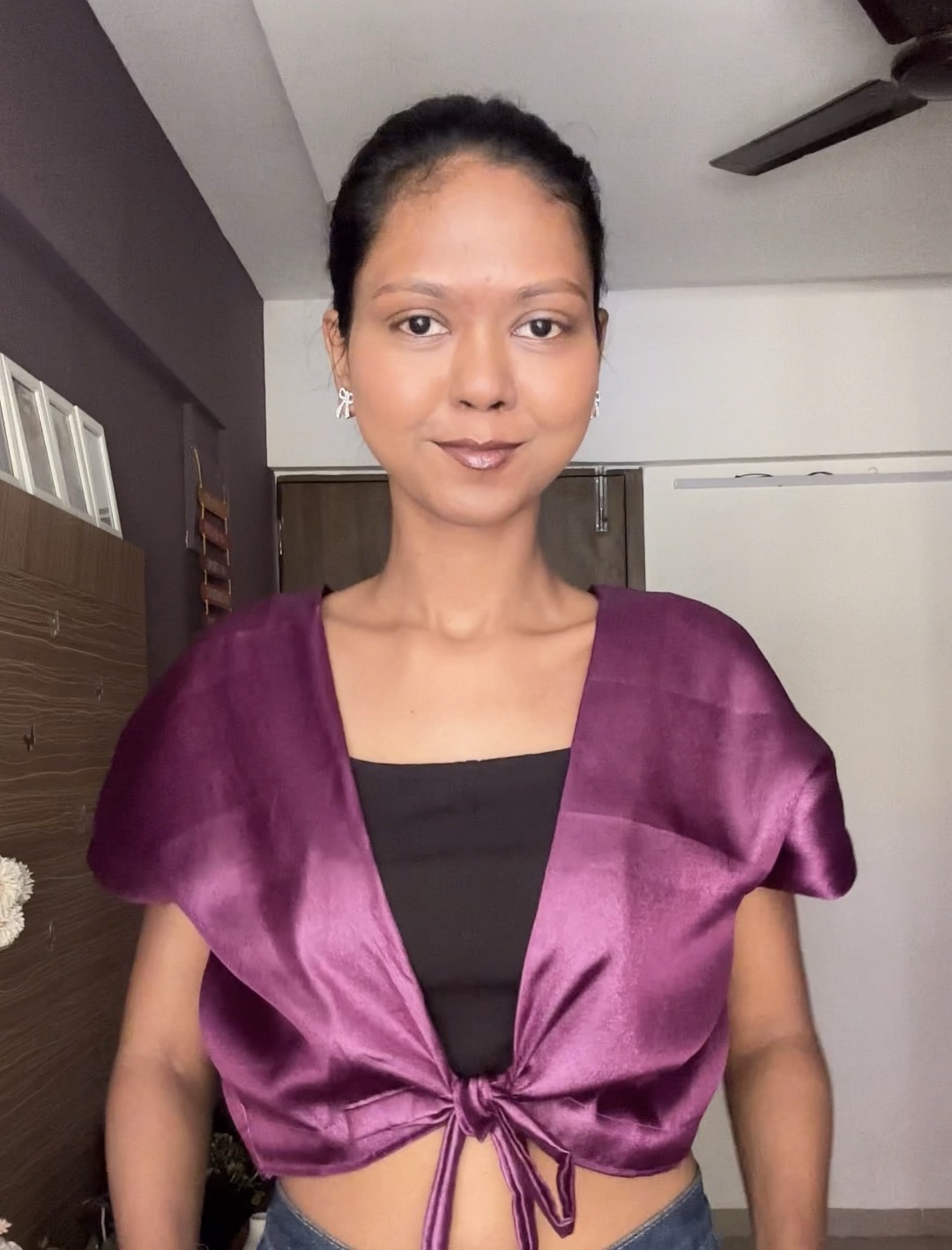 Purple Satin Detachable Top