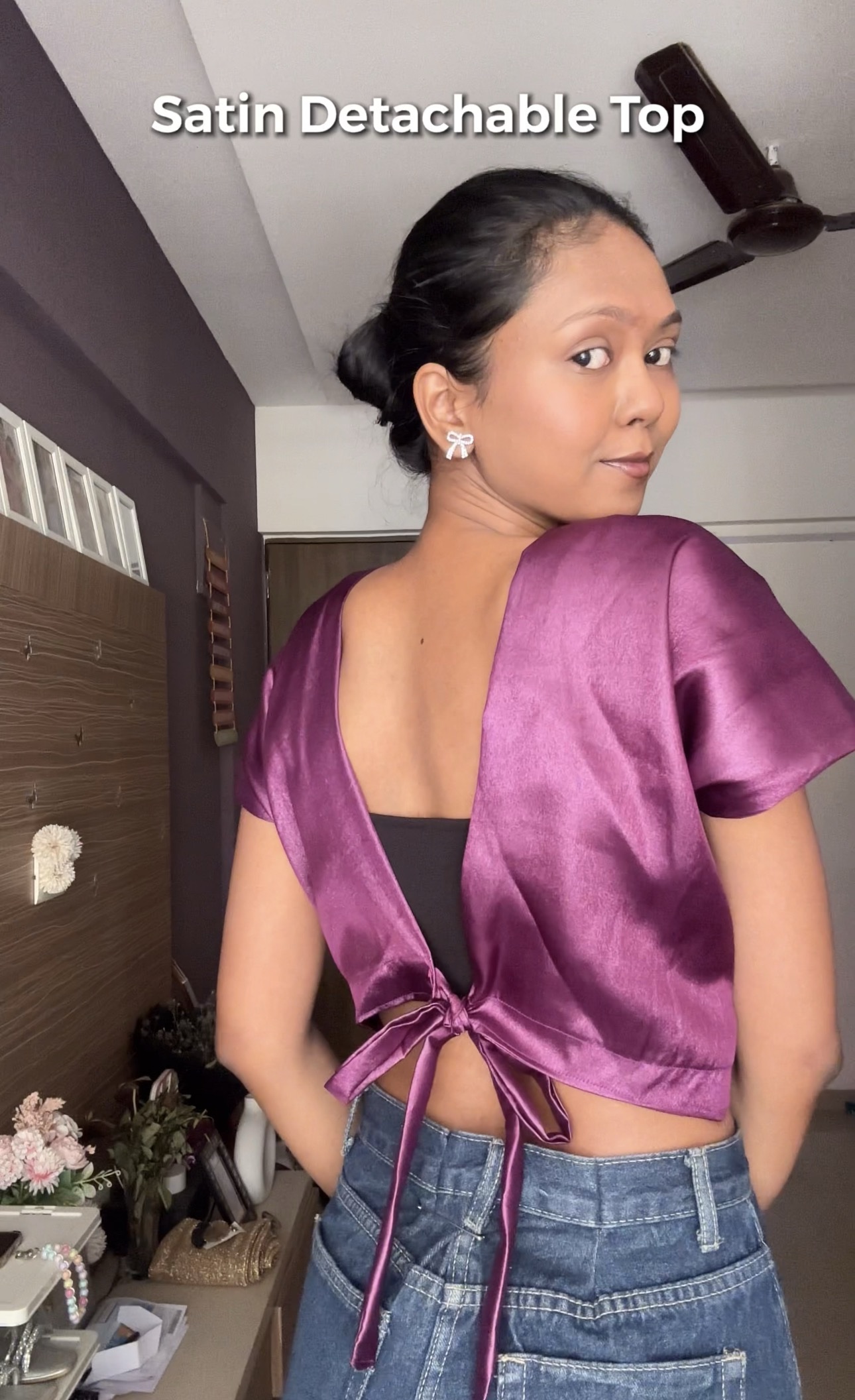 Purple Satin Detachable Top