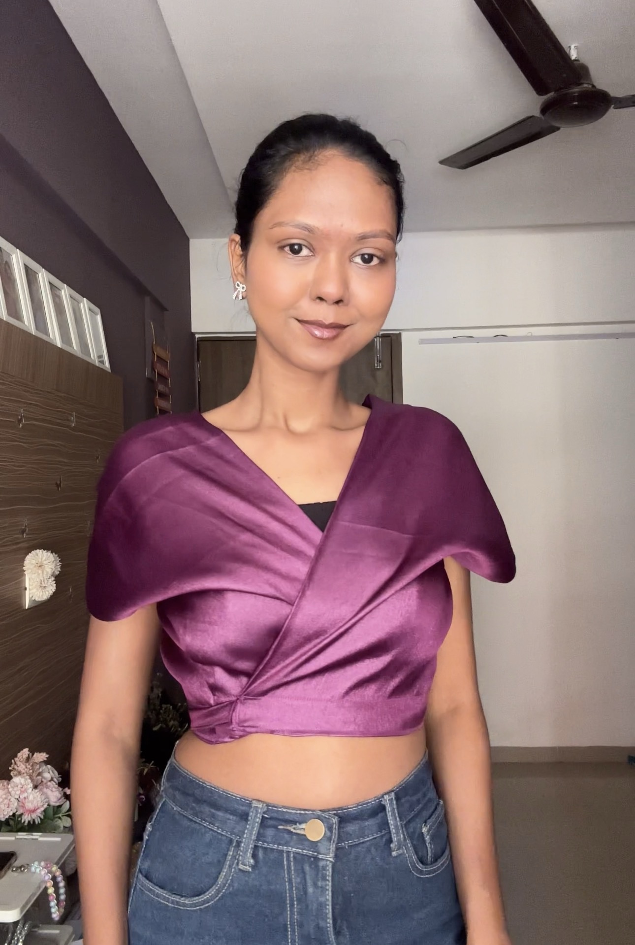 Purple Satin Detachable Top