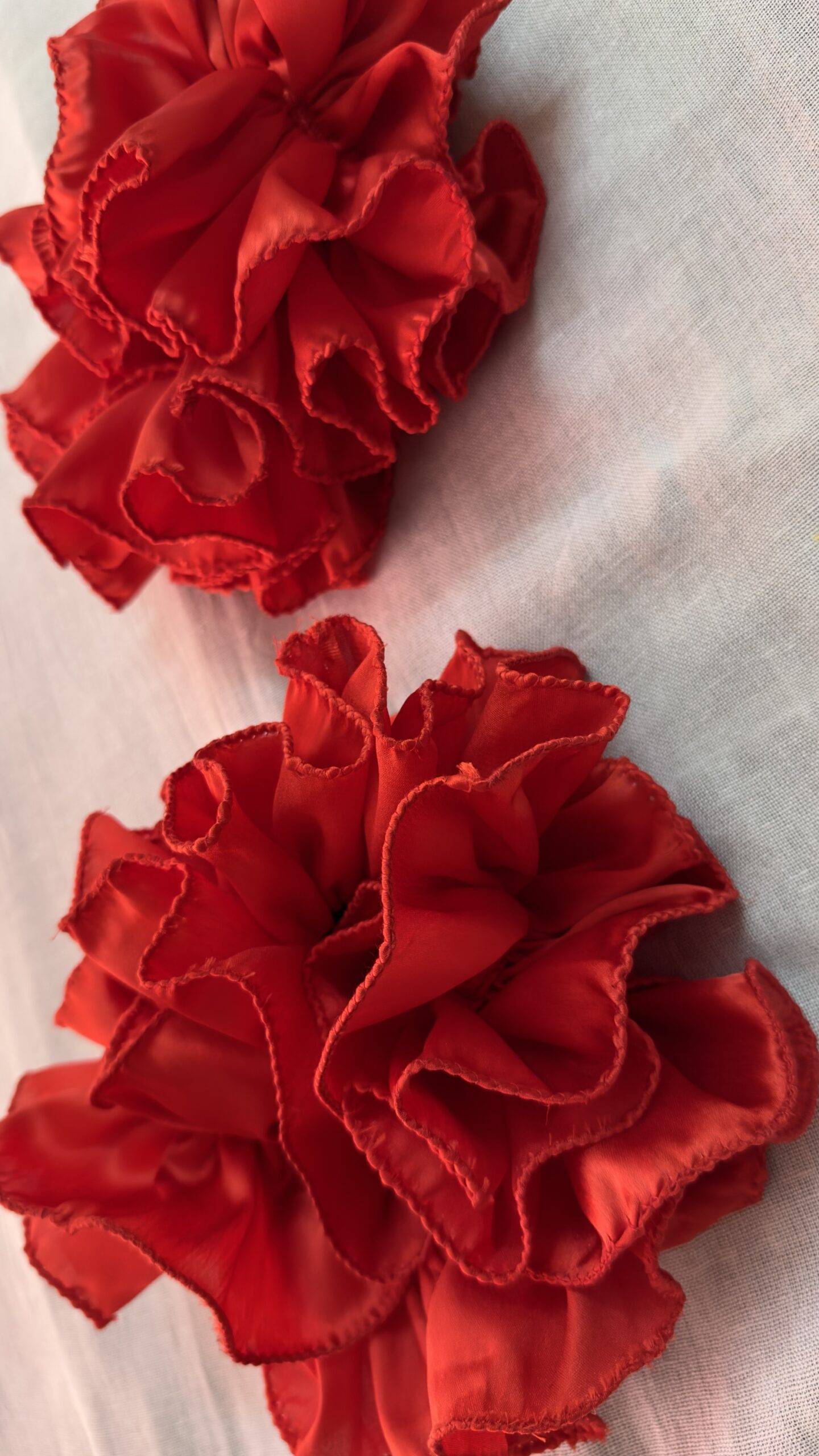 Red Satin Ruffle Sleeves