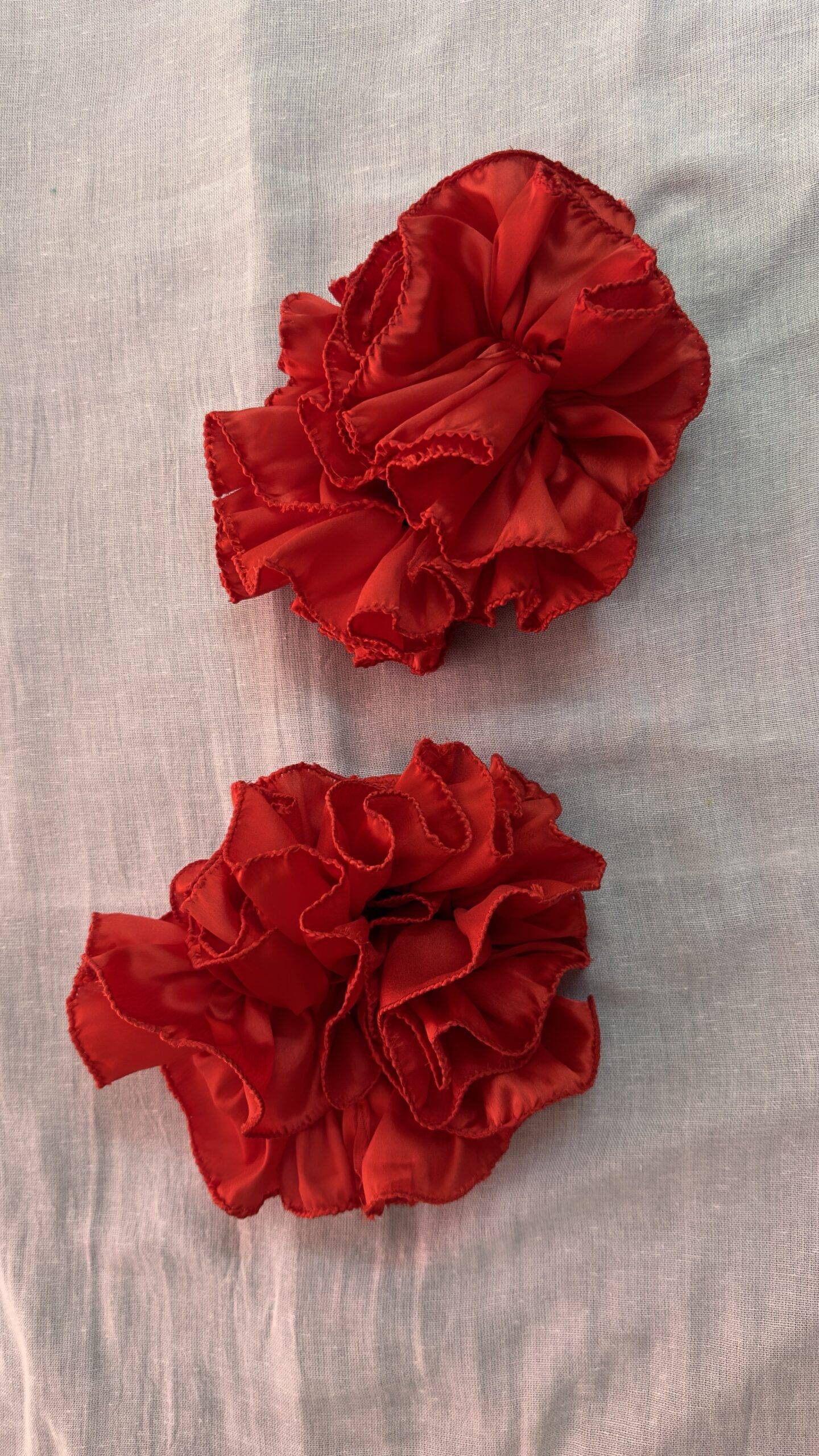 Red Satin Ruffle Sleeves